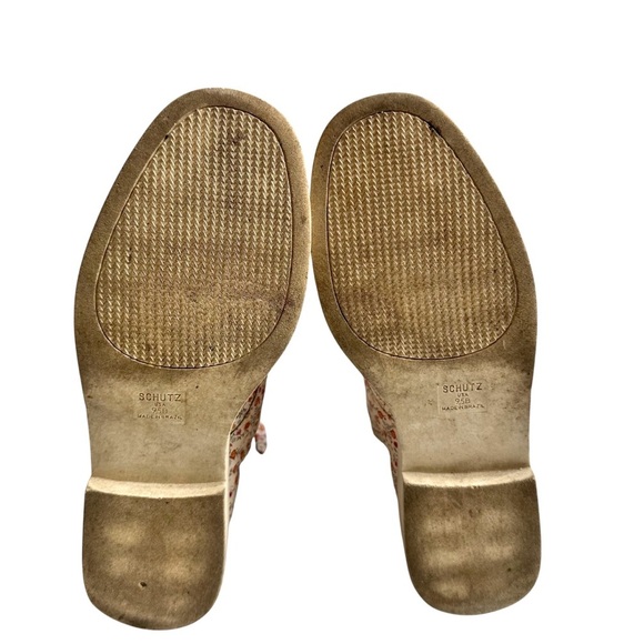 Schutz McKenzie Floral Print Leather Combat Boot Natural Cream Lace Up 9.5 Women - Picture 7 of 8